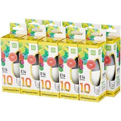 Упаковка светодиодных ламп 10 шт ASD LED-СВЕЧА-STD 3000K, E14, 10Вт