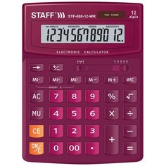 Калькулятор бухгалтерский STAFF STF-888-12 бордовый