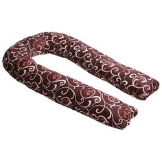 Подушка Body Pillow для беременных U холлофайбер, с наволочкой из хлопка коричневый с бежевыми вензелями