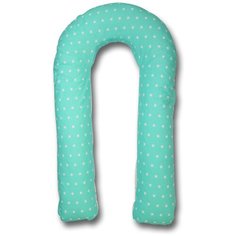 Подушка Body Pillow для беременных U холлофайбер, с наволочкой из хлопка мятный в белых звездах