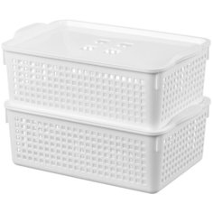 Набор 2-х корзинок с крышками 3,8 л 29,5х18,5х10,5 см Violet Лофт белая