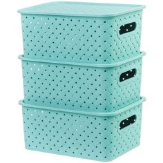 Набор 3-х корзинок с крышками 3 л EL Casa Береста шалфей