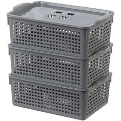 Набор 2-х корзинок с крышками 3,8 л EL Casa Лофт серая