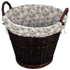 Корзина для хранения "Французский шик", с текстильным вкладышем, круглая, с двумя ручками Волшебная Страна