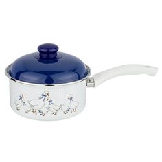 Ковш Agness Гуси 951-036, 1.5 л, белый/синий