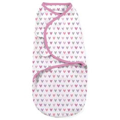 Конверт для пеленания на липучке SwaddleMe I Love You (розовые сердечки), размер S/M Summer Infant