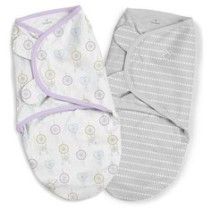 Конверты для пеленания на липучке Organic SwaddleMe серый/кружочки,сердечки (2 шт.), размер S/M Summer Infant