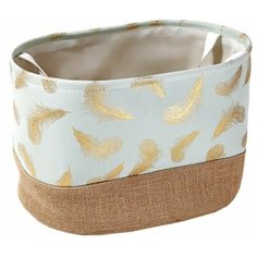 Корзина для белья Золотистые перья из полиэстера, с отделкой из джутового холста, на каркасе из ЭВА Феникс Present