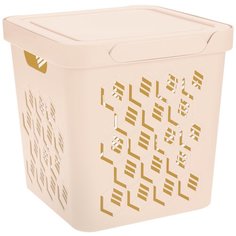ЯЩИК С КРЫШКОЙ УНИВЕРСАЛЬНЫЙ "DELUXE", 286х286х286 ММ, 18Л (Бежевый) Econova