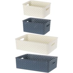 Набор 4-х корзинок 3 л слоновая кость и космик, 7,5 л слоновая кость и космик EL Casa Береста