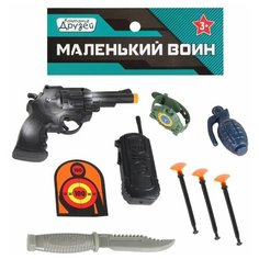 Набор детский игровой, игрушечное оружие "Полиция" ТМ "КОМПАНИЯ ДРУЗЕЙ", серия "Маленький воин",пистолет, 3шт. пули на присосках, кинжал, бомба, часы, мишень, рация , в/п 18*2,5*12 см