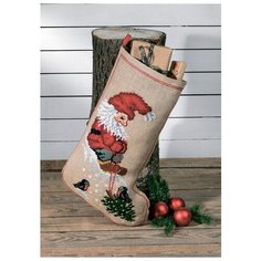 Набор для вышивания сапожка для подарков Эльф и рождественская елка Permin