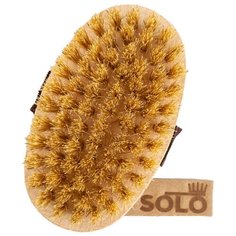 Щетка для сухого массажа SOLO овальная щетина кабана средней жесткости с ремешком