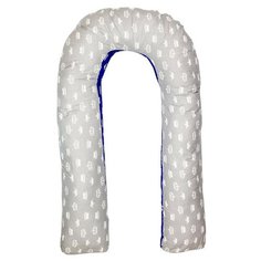 Наволочка Body Pillow на подушку для беременных U хлопок синий/серый/белый