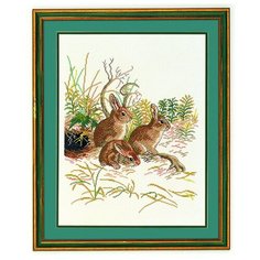 Набор для вышивания Три кролика, лён 26 ct EVA Rosenstand