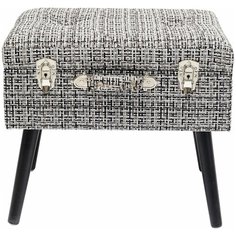 KARE Design Пуф Suitcase, коллекция "Чемодан" 50*45*35, Полиэстер, Лен, Полиуретан, Сосна, Серый