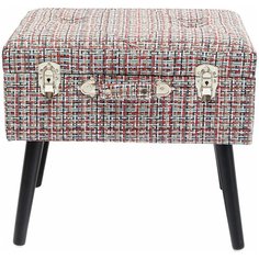 KARE Design Пуф Suitcase, коллекция "Чемодан" 50*45*35, Полиэстер, Лен, Полиуретан, Сосна, Красный