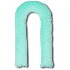 Подушка для беременных Body Pillow формы U с мятной наволочкой из плюша, с наполнителем "Холлофайбер"