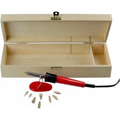 Выжигатель по дереву с 9 насадками Pebaro в деревянном ящике 0266