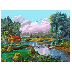 Белоснежка Картина по номерам "Стога у реки" 30х40 см (067-AS)