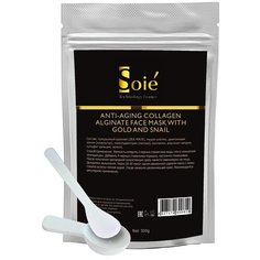 маска SOIE Anti-Aging Collagen alginate face mask для лица с муцином улитки и золотом, 300 г