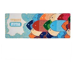 Коврик Доляна Стая рыб, 45х120 см голубой/синий/красный