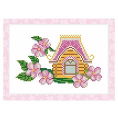 ФРЕЯ набор алмазной вышивки Домик с цветами (ALVS-024) 19.5х14 см
