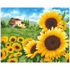 Раскрашивание, раскраски "ФРЕЯ" PKW-1 53 Набор для раскрашивания по номерам (по дереву) 40 х 50 см "Золотые подсолнухи"