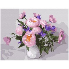 Картина-открытка по номерам Molly 15х20 см Пионы с колокольчиками