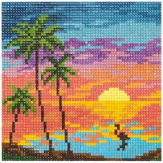 "ФРЕЯ" набор кристальная (алмазная) мозаика ALVR-214 "Морской закат" 14 х 14 см