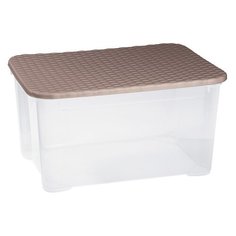 Ящик универсальный с крышкой "Ротанг" 555х390х190 мм (коричневый) Econova