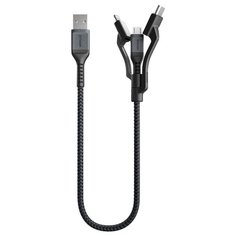 Кабель Nomad Universal Cable Kevlar, интерфейсы Lightning/USB-C/Micro-USB. кевлар, 0.3 м. черный