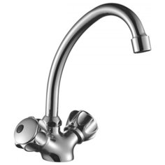 Смеситель DECOROOM DR50028R двуручный для кухни с высоким повортным изливом