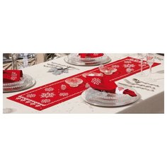 Дорожка Красные рождественские снежинки набор для вышивания Vervaco