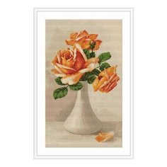 Набор для вышивания Оранжевые розы в белой вазе , Luca-S