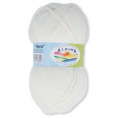 Пряжа Alpina "VERA" 55% акрил, 45% хлопок №01 БЕЛЫЙ - 5 мотков по 100 г