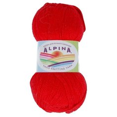 Пряжа Alpina "HOLLY" 100% мерсеризованный хлопок №007 красный - 10 мотков по 50 г