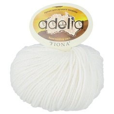 Пряжа Adelia "FIONA" 50% шерсть, 50% акрил №002 БЕЛЫЙ - 10 мотков по 50 г