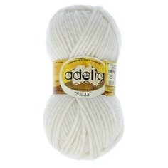 Пряжа Adelia "NELLY" 70% шерсть, 30% акрил №01 БЕЛЫЙ - 5 мотков по 100 г