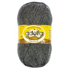 Пряжа Adelia "OLIVIA" 60% акрил, 40% шерсть №19 т.серый - 5 мотков по 100 г