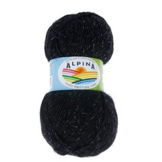 Пряжа Alpina "STELLA" 50% альпака, 45% мериносовая шерсть, 5% металлизированный полиамид с люрексом №81 ЧЕРНЫЙ - 3 мотка по 100 г