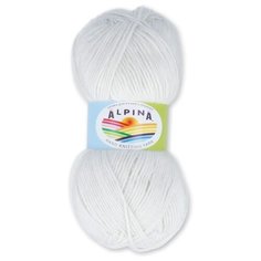 Пряжа Alpina "STELLA" 50% альпака, 45% мериносовая шерсть, 5% металлизированный полиамид с люрексом №84 белый - 3 мотка по 100 г