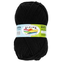 Пряжа Alpina "MARTA" 100% тактифил №002 ЧЕРНЫЙ - 5 мотков по 100 г