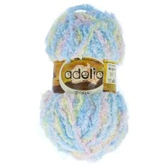Пряжа Adelia "SOFIA" 100% полиэстер №01 розовый/желтый/голубой - 10 мотков по 50 г