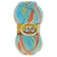 Пряжа Adelia "JANE" 100% акрил №12 желтый-оранжевый-св.зеленый-голубой - 10 мотков по 50 г