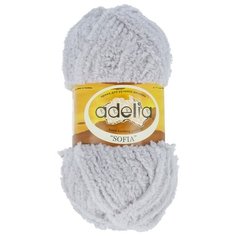 Пряжа Adelia "SOFIA" 100% полиэстер №21 св.серый - 10 мотков по 50 г