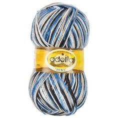Пряжа Adelia "ZENA" 100% акрил №76 белый,голубой,серо-голубой - 5 мотков по 100 г