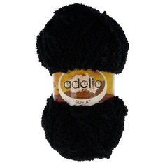Пряжа Adelia "SOFIA" 100% полиэстер №15 ЧЕРНЫЙ - 10 мотков по 50 г