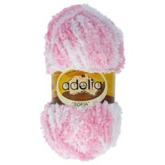 Пряжа Adelia "SOFIA" 100% полиэстер №05 розовый/белый - 10 мотков по 50 г