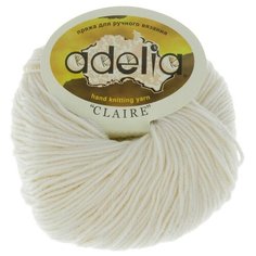 Пряжа Adelia "CLAIRE" 50% шерсть, 50% акрил №002 БЕЛЫЙ - 10 мотков по 50 г